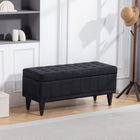 HOMCOM - Banc ottoman de rangement à dessus rabattable pour bout de lit - noir-Le tissu extérieur effet lin confortable et la mousse douce créent une excellente assise ou surface de table   