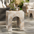 Modway - Valen Carré intérieur - Terrasse extérieure Béton voûté Table d’appoint - Honey Onyx-Pieds de nivellement non marqués