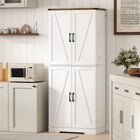 HOMCOM - Armoire de garde-manger de cuisine style ferme 72 po - blanc-Quincaillerie anti-basculement pour une sécurité accrue de la famille 