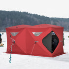Outsunny - Tente Abri De Pêche Sur Glace Pop-Up 5-8 Personnes - Rouge-Mâts solides en fibre de verre offrant une résistance supérieure pour maintenir la tente 
