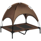 PawHut - Lit pour animal surélevé rafraîchissant portable avec auvent - 36 po L x 30 po l x 35 po H - café-Surélevé du sol pour plus de confort et permettre la circulation de l'air sur tous les côtés 