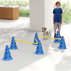 PawHut - Ensemble de cônes d’agilité pour chien portable, avec 6 cônes et 6 barres, sac de transport - bleu-Sac inclus pour un rangement simple 