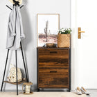HOMCOM - Armoire à chaussures rustique avec 2 portes rabattables, séparateur et étagère ouverte - brun rustique-Conception anti-basculement assurant sécurité et protection