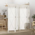 HOMCOM - Séparateur de pièce autoportant à 4 panneaux pour chambre et bureau - blanc-Bois de paulownia massif avec motifs en forme de X de style ferme pour la solidité et une ambiance rustique 
