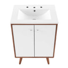 Modway - Transmit 24" Vanette de salle de bain - Blanc noyer-Matériel Chrome