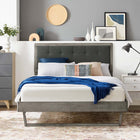 Modway - Willow Bois Lit à plateforme queen avec cadre angulaire, Charbon de bois gris-Rubberwood Legs
