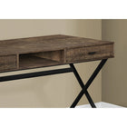 Monarch Specialties - 7447 Bureau 48 po L - Faux Bois Brun/Metal Noir-Ce bureau brun aspect bois récupéré est muni d'une base en métal noir en X contemporaine qui offre une robustesse accrue