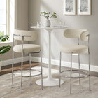 Modway - Albie Tissu Tabourets de bar Ensemble de 2 - Argent beige-Base métallique tubulaire