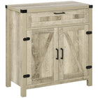 HOMCOM - Buffet 29,9 po L, armoire latérale - brun-Design de style ferme avec porte de type grange qui rend votre maison plus attrayante 
