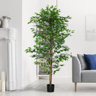 HOMCOM - Arbre artificiel ficus 6 pi pour décoration intérieure - vert-Peu d'entretien nécessaire  