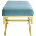 Modway - Rove Velours Performance Velvet Banc - Bleu de mer-Base en acier inoxydable doré