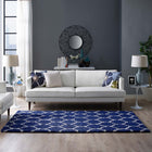 Modway - Solvea Treillis marocain Tapis 5 pi l x 8 pi L Shag Area - Marine et Ivoire-Dessous du tissu de jute adhéré