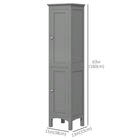 Kleankin - armoire de rangement de salle de bain haute avec étagères réglables - gris-Deux poignées en alliage sont élégantes et pratiques pour ouvrir la porte 