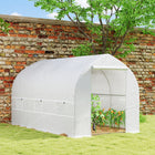 Outsunny - Serre tunnel portable à entrée piétonne - 11,5 pi x 6,6 pi x 6,6 pi-Quatre tubes de renfort inclinés sur le cadre pour une stabilité supplémentaire  
