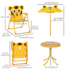 Outsunny - Ensemble pliant de table de pique-nique et chaises pour enfants motif extérieur jardin terrasse arrière-cour avec parasol - jaune-Parasol assorti à 6 baleines inclus, offrant une ombre maximale à votre enfant  
