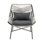 Manhattan Comfort - Ensemble de conversation de patio moderne Ashland 3 pièces - Gris - Ensemble de 5-Structure en acier inoxydable enveloppée de corde en PE idéale pour l'extérieur