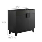 Modway - Miles 36" Armoire de toilette de salle de bain (lavabo non inclus) - Noir-Portes articulées