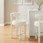 Modway - Toulouse Tissu Boucle Tabouret de comptoir - Argent ivoire-Coussinets de pied non marqués