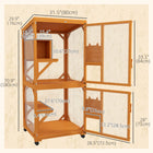 PawHut - Maison pour chat d’extérieur grand catio avec roues boîte de repos - 31,5 po L x 30 po l x 70,75 po H - orange-Trois grandes plateformes de saut et une boîte de repos intérieure pour jouer et se détendre 