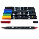 Tombow - Stylos à double pointe, couleurs primaires, paq./10-Encre à base d'eau sans odeur, sans maculage