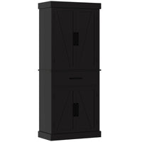 HOMCOM - Armoire de cuisine haute 72 po avec portes de grange - noir-Les portes de grange avec poignées noires dégagent un charme de ferme moderne 