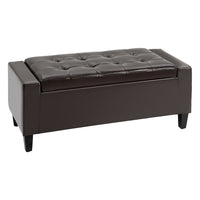 HOMCOM - Banc de rangement avec pouf à dessus rabattable - brun-Le pouf de rangement à l’apparence classique peut s’accorder avec la plupart des styles de maison 