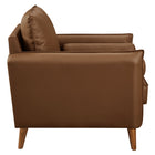 Modway - Revive Rembourré Cuir végane Fauteuil d’accent - Brown-Pieds en bois avec glissières sans marques