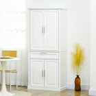HOMCOM - Armoire de cuisine 72 po avec tiroir et étagères ajustables - blanc-Le tiroir glisse en douceur sur son rail métallique 