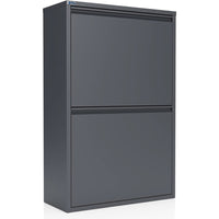 Ceha Canada - Armoire de rangement métallique polyvalente CK à 2 portes - 24 po L - Gris foncé-ORGANISEZ VOTRE ESPACE : Ce meuble métallique basculant avec tiroir escamotable organise salles de bain, chambres d'enfants, cuisines ou garde-manger. Ses multiples compartiments et poignées gardent vos articles accessibles et votre espace désencombré