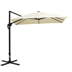 Outsunny - Parasol suspendu carré de patio 8 pi L x 8 pi l avec rotation à 360°, blanc crème-Le parasol de marché déporté attrayant et élégant offre une protection supplémentaire contre les intempéries grâce à son design supérieur avec inclinaison et manivelle  