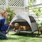 PawHut - Lit pour chien surélevé d’extérieur avec auvent, lit pour chien surélevé - gris clair-Le auvent amovible s'adapte à une utilisation intérieure ou extérieure 