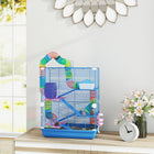 PawHut - Cage pour hamster à 5 niveaux, transporteur d’animaux portable - bleu foncé-Non adapté aux races plus grandes telles que les hamsters syriens 