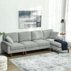 HOMCOM - Canapé sectionnel modulable avec chaise longue - gris-Tissu respirant effet lin résistant aux plis et à la déformation 