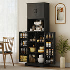 HOMCOM - Armoire de garde-manger haute 71,5 po avec porte-épices - noir-Convient aux cuisines, salles à manger ou buanderies 
