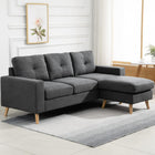 HOMCOM - Canapé sectionnel avec méridienne interchangeable pour chambre - gris foncé-Le tissu respirant aspect lin est résistant aux plis 