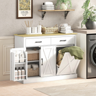 HOMCOM - Buffet style ferme à bascule pour poubelle avec station de charge et rangement à déchets dissimulé - blanc-Quatre étagères de porte avec garde-corps pour organiser les épices 