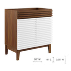 Modway - Render 30" Armoire de toilette de salle de bain (lavabo non inclus) - Noyer blanc-Étagère de rangement réglable