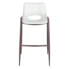 Zuo - Desi Tabouret de bar - Blanc/Noyer - Ensemble de 2-Rembourrage moelleux et confortable