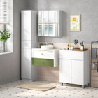 Kleankin - Armoire à pharmacie murale avec étagère et miroir - blanc brillant-Portes miroir pour se préparer facilement 