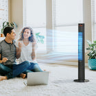 HOMCOM - Ventilateur tour 46 po pour chambre à coucher avec télécommande - noir-La fonction d’oscillation à 70 degrés dirige précisément le flux d’air là où vous en avez besoin 