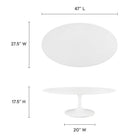 Modway - Lippa 48 po de forme ovale Bois Table basse - Blanc-Plateau en MDF