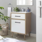 Modway - Maverick 24" Vanette de salle de bain - Chêne blanc-Bassin d’évier en céramique