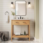 Modway - Zaire 30" Vanette de salle de bain - Blanc naturel-Tirs de poignée en métal
