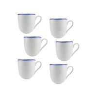 Casa Domani - Café Tasse Bleue Coupe 370 ml - Lot de 6-Fait de porcelaine