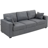 HOMCOM - Canapé 3 places avec assise profonde - gris foncé-Siège large et profond avec des coussins d’assise épais remplis de ressorts offrant beaucoup d’espace pour se détendre confortablement 