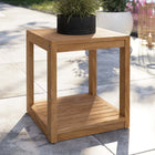 Modway - Carlsbad Bois de teck Terrasse extérieure Table d’appoint - Naturel-Patins de pied en plastique