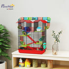 PawHut - Cage pour hamster à 5 niveaux avec système de tunnels, roue d’exercice - 18,5 po L x 11,8 po l x 23,2 po H - rouge-Une petite maison sur un perchoir offre un endroit confortable pour se reposer 