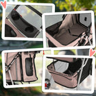 PawHut - Poussette pour chien à 4 roues, transporteur pliable pour chien et chat avec auvent pare-soleil, frein, laisse de sécurité, porte-gobelet, brun-3 fenêtres en maille pour une bonne circulation de l'air et une meilleure visibilité 