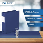 Davis Group Super économie, Reliure à anneaux ronds 2 po, paquet de 6 – Bleu Royal-Polypropylène sans PVC
