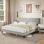 HOMCOM - Cadre de lit plateforme king size rembourré avec tête de lit - gris-Espace sous le lit de 6,3 po (16 cm) pour le rangement et un nettoyage facile 